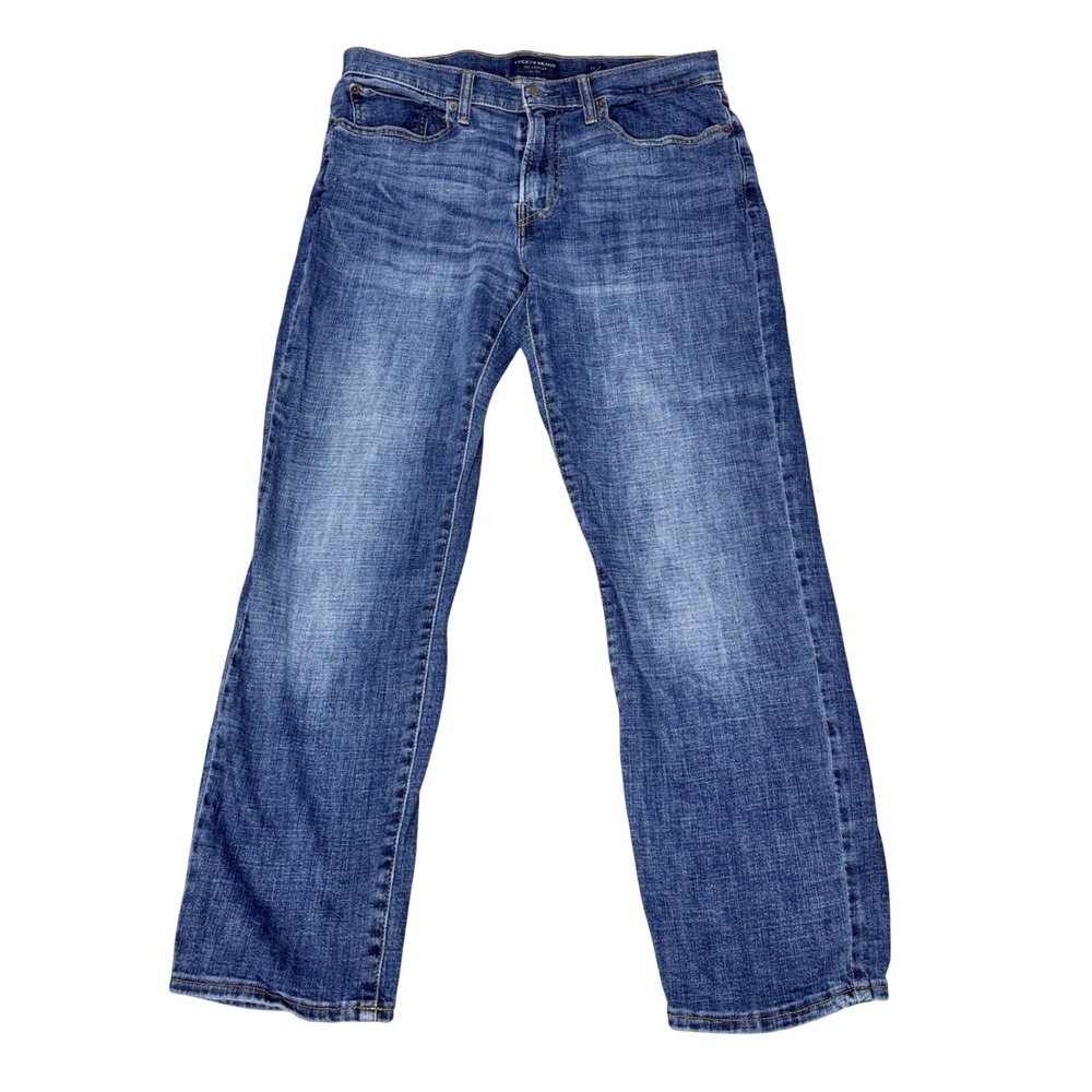 Lucky Brand 121 Slim Straight Mens Blue Jeans Medium Wash 33x30 Denim Pants